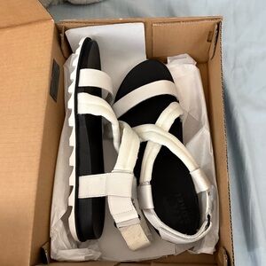 Sorel Black and White Strappy Sandals